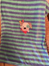 Taggies Blue Green Baby Blanket Stripes Puppy Dog Bandana 30 x 40’’