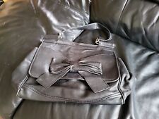 Antoni & Alison Classic Black Leather Handbag flap cover with bow