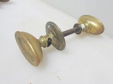 Antique Brass Door Knobs Handles 1 Plate Old Oval Vintage Rim Lock