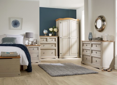 Grey corona pine bedroom - pine,