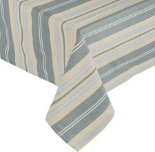 Oxford Grey Stripe Cotton Tablecloth 137x228cm Large 6-8 Seater Washable