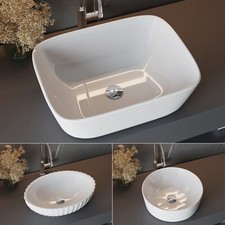 White Ceramic Basin Bathroom Countertop Wash Sink Washroom Vanity Washing Bowl