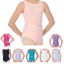 BRAND NEW LADIES GIRLS COTTON SLEEVELESS LEOTARD AND BELT BALLET TAP DANCE CJUNE