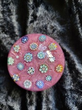 Peter McDougall LE Spaced Millefiori On Pink Muslin Art Glass Paperweight. Ltd.