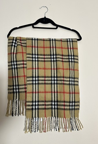 Cashmere check scarf beige - cashmere,