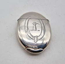 NICE CONDITION OVAL EGG SHAPE ANTIQUE STERLING SILVER VESTA CASE BIRMINGHAM 1880