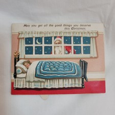 Rare Vintage Christmas Card With Moving Father Christmas 