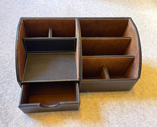 Faux leather desktop organiser - faux,