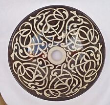 HAND PAINTED CERAMIC WASH BASIN * BLACK & WHITE  * FES POTTERY * 2 SIZES