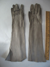 VTG LADIES Taupe LEATHER 14" LONG OPERA GLOVES Aris Paris FRANCE MARSHALL FIELD