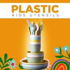 36PCS IKEA Kalas Children Kids Plastic Plates Mugs Bowls Cutlery Set Home School