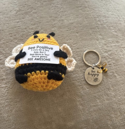 Positive card funny bee - funny, doll