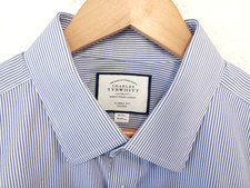 Charles Tyrwhitt blue striped shirt/Collar 18/Sleeve 35/46"-48"chest