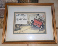 Framed print Illustrated Charles Crombie Good Condition Signed "DUTY TO STOP"