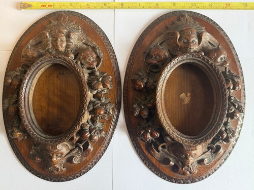 Pair oval carved - pair,