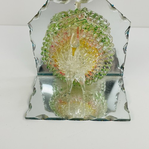 Spun glass peacock figurine - spun,