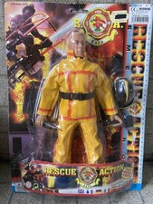 Fire Fighter Rescue Action Yellow Uniform 12" Poseable Action Figure MOC Axe