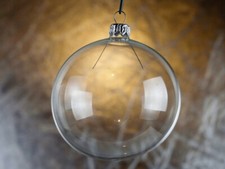 CLEAR CHRISTMAS GLASS BAUBLES Mouth Blown 12 pcs  x 80 mm  Ornaments .