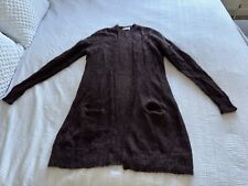 Brora Aubergine Purple Thin Knit Longline Cardigan Size 12-14 Mohair Pockets 