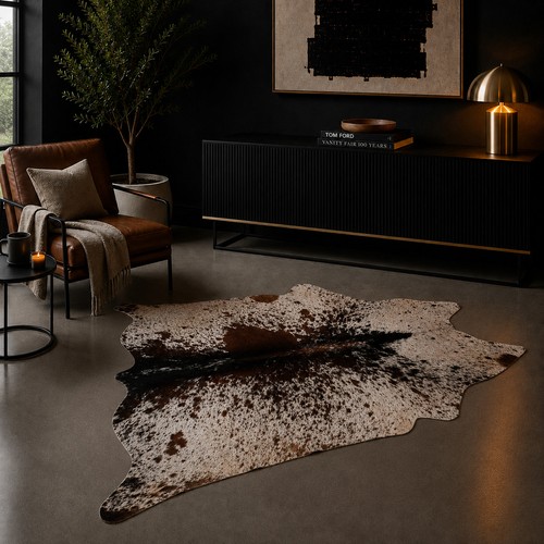 Genuine brown white cowhide - genuine,