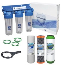 3 Stage Whole House High Flow Water Filter Dechlorinator 3/4"