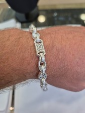 Sterling Silver/925 " NEW"  " STARS N BARS & TULIP" BRACELET 7 Inch Full Uk...