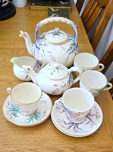 Belleek grass tea set - tea,