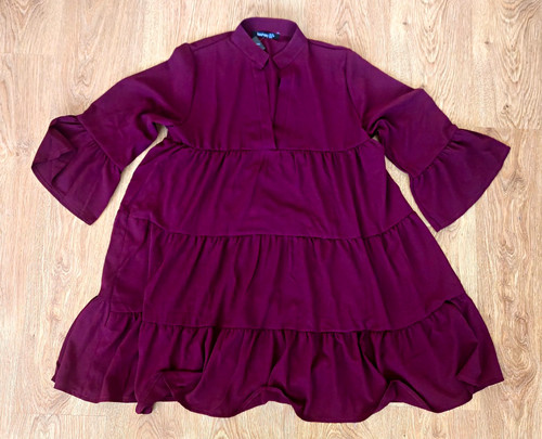 Boohoo burgundy tiered smock - tiered,