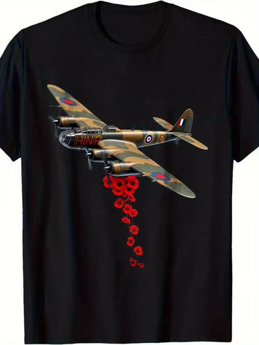 Black tshirt with ww11 bomber - black,