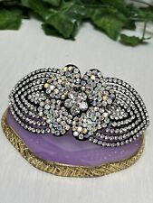 Large Butler & Wilson Aurora Crystal Hair Clip Black Barrette Rhinestone Flower