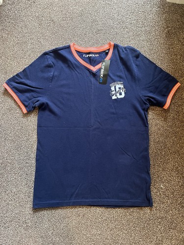 Flipback boys navy neck t - v,