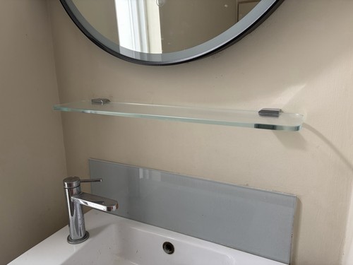 Floating glass bathroom shelf - floating,
