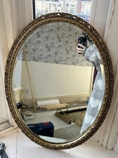 Stunning Ornate Oval Gold Giltwood Bevelled Hollywood Regency Mirror