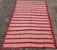 Vintage Traditional Handmade Oriental Red Striped Wool Kilim 210x137cm