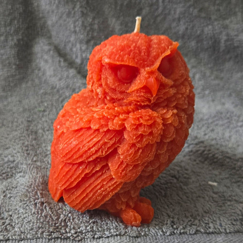Orange owl animal shaped wax - owl, animal-shaped