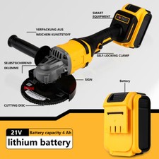 Cordless Angle Grinder Brushless 21V 125mm with 2 Battery & Charger &9 Disc Kit