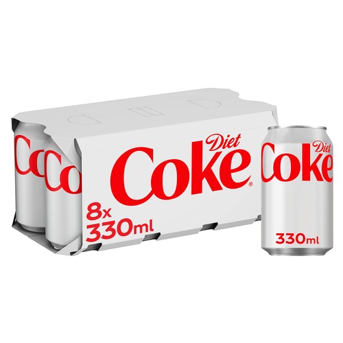 Diet coke soft drink cans - 8, x