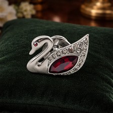 Swarovski silver tone swan tie