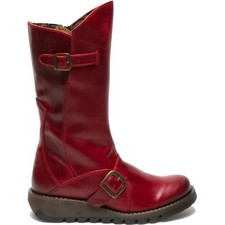 Fly London Mes 2 Womens Ladies Red Leather Wedge Boots Size UK 5-7
