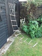 Wooden Rope Ladder. 9 Rung Knotted Rope. Wooden Rungs . 7'4" Vintage Vgc.