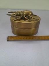 vintage Brass Scarab Ladybug beetle Bug Heavy Lidded Ashtray Trinket Box dish