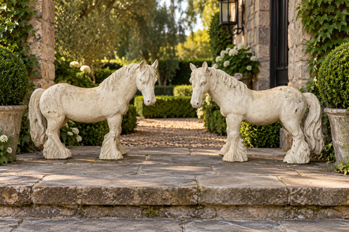 Pair cast iron horses - pair,