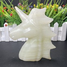 0.8LB 4.9" Natural Afghan Jade Unicorn Carving Crystal Quartz Reiki Statue Gift