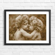 Vintage Cherubs Kissing With