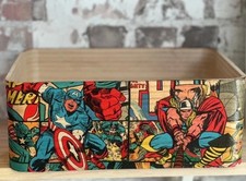 Large Rounded Wooden Comic Themed Rounded Storage Box