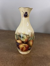 Vintage Aynsley Bone China, 12-Sided Vase – ‘Orchard Gold’ Red Backstamp – 17cm