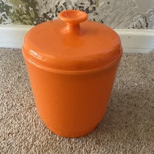 Vintage Plastic Orange Lidded Storage Canister Container 18 cm