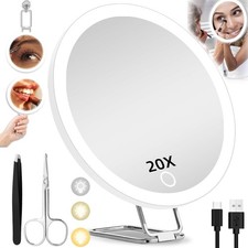 20X Magnifying Mirror w/ Lights Makeup Magnified Mirror Travel Magnified Mirror