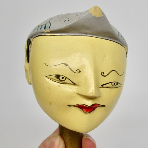 Carved puppet head asian - carved,