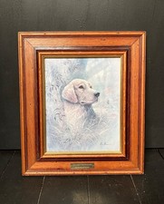 Ruane Manning Signed Golden Retriever Print in Premium Wooden Frame with Plaque